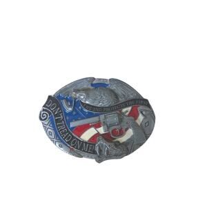 Patriotic American Belt Buckle VTG Eagle Rattlesnake Don't Tread On Me